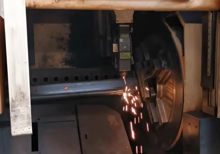 Metal tubes cut to required lengths for strength machine frames