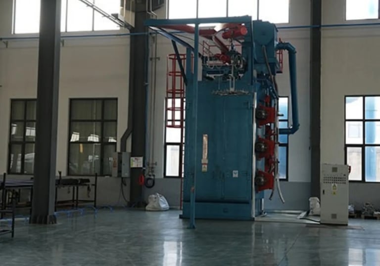 Sand blasting process to clean and prepare strength equipment surfaces