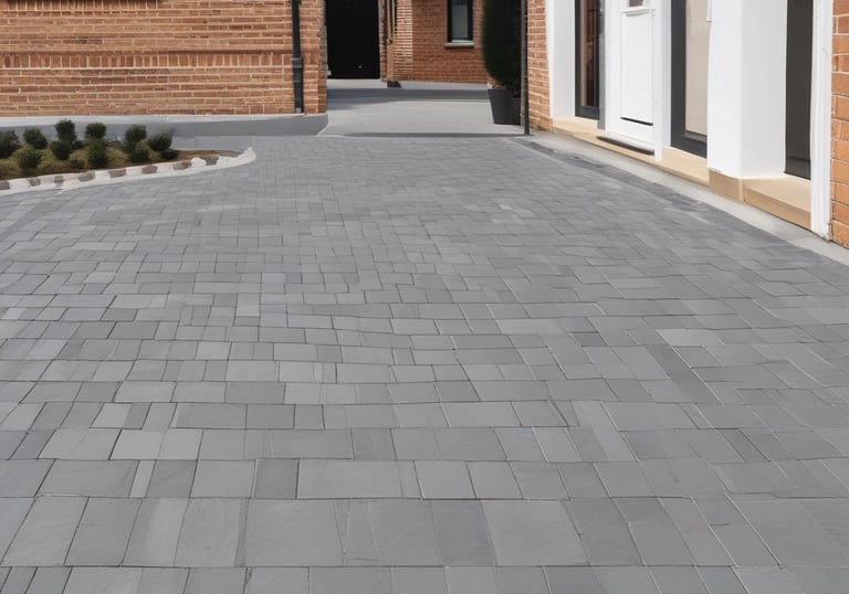 A brick wall composed of numerous rectangular bricks, displaying a mix of reddish-brown and gray tones. The bricks are neatly arranged in a horizontal pattern, creating a textured surface. The lower section features a cobblestone pavement.