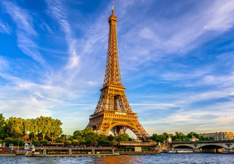 a view of the eiffel tower in paris