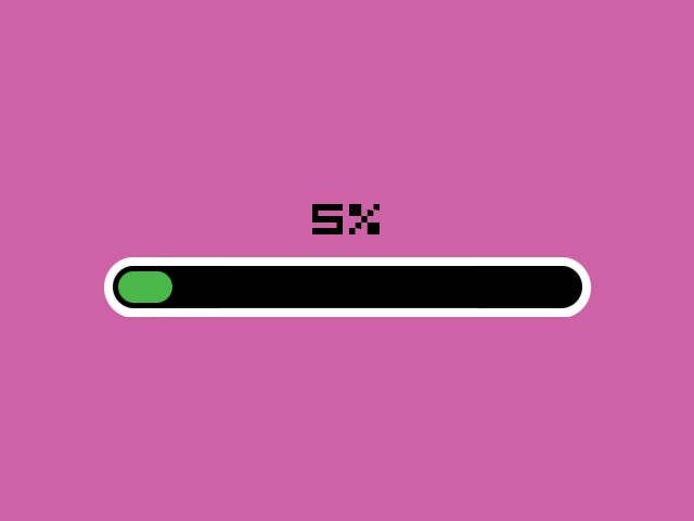 Pink loading screen that's five percent complete