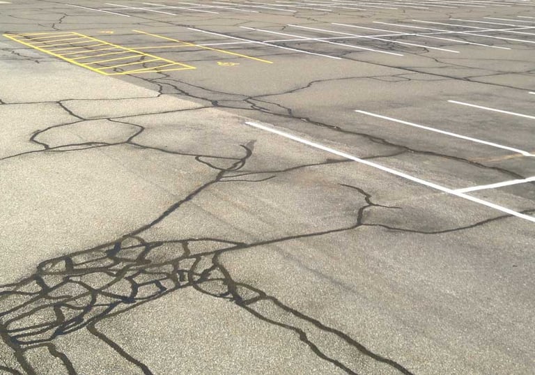 Sealed and repaired parking lot cracks
