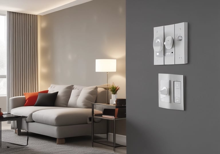 A residential building with multiple balconies and windows surrounded by trees. Cars are parked at the bottom, and some balconies have potted plants. The building has a warm yellow tone and features external air conditioning units.