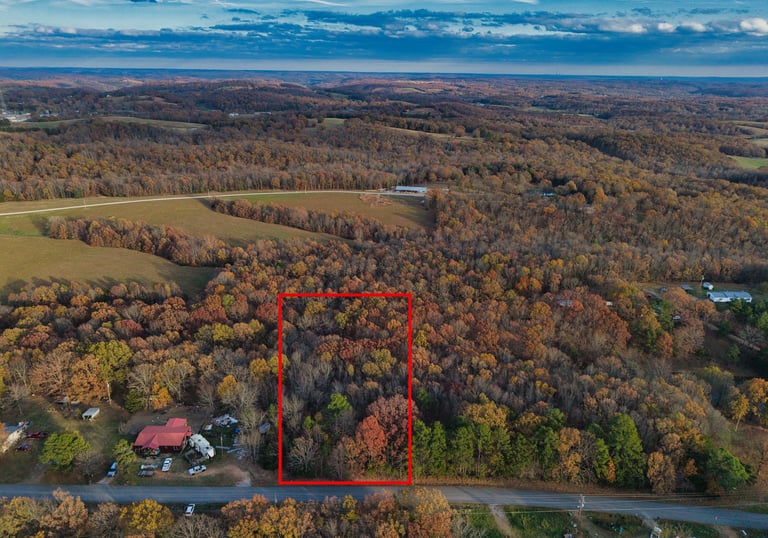 Drone photo of a property with the property border added. 