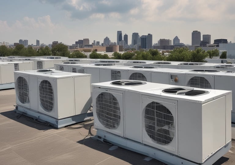 a group of air conditioning units on a roof top