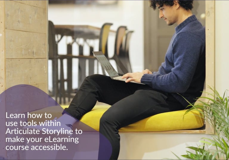 Screen capture from a video-based eLearning course showing a young man using a computer.