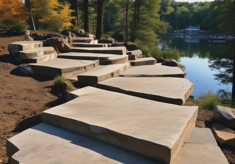 A close-up view of textured concrete with visible lines and small pebbles embedded in the surface.