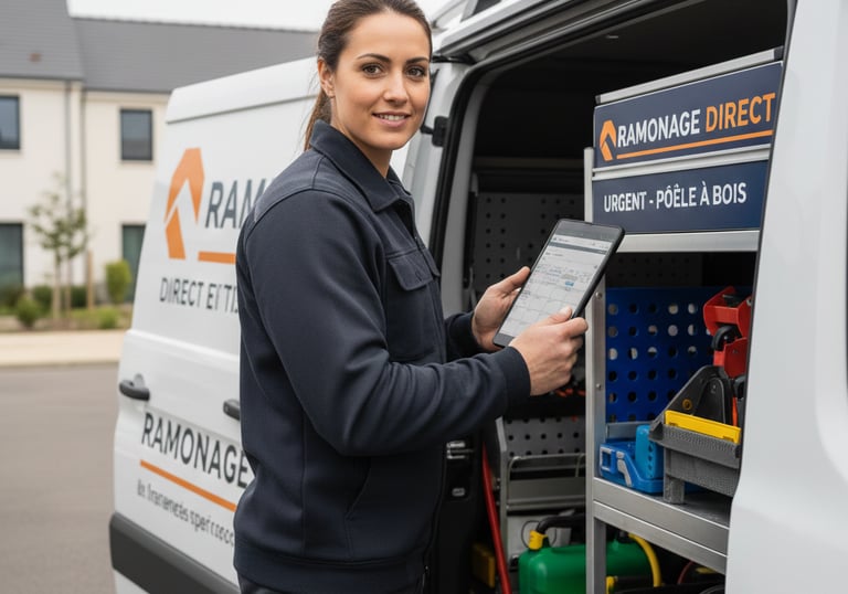 Ramoneuse Ramonage Direct en intervention rapide pour un poêle à bois