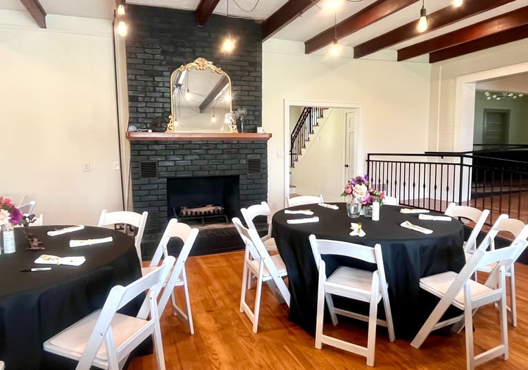 Tables and chairs arrange for a corporate event