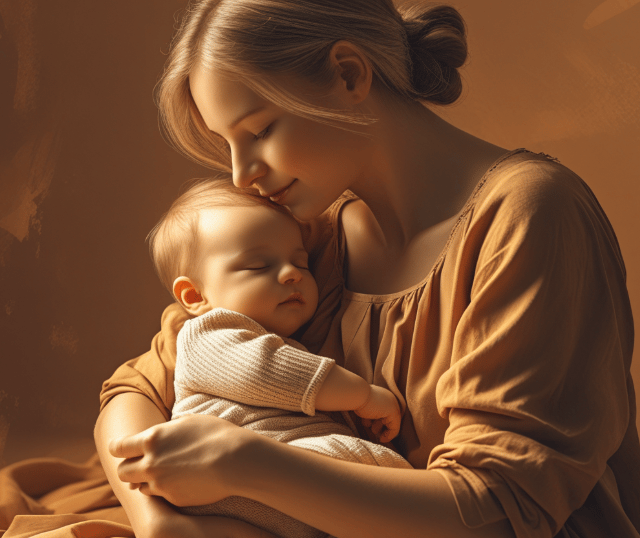 Eine Mutter und Baby.