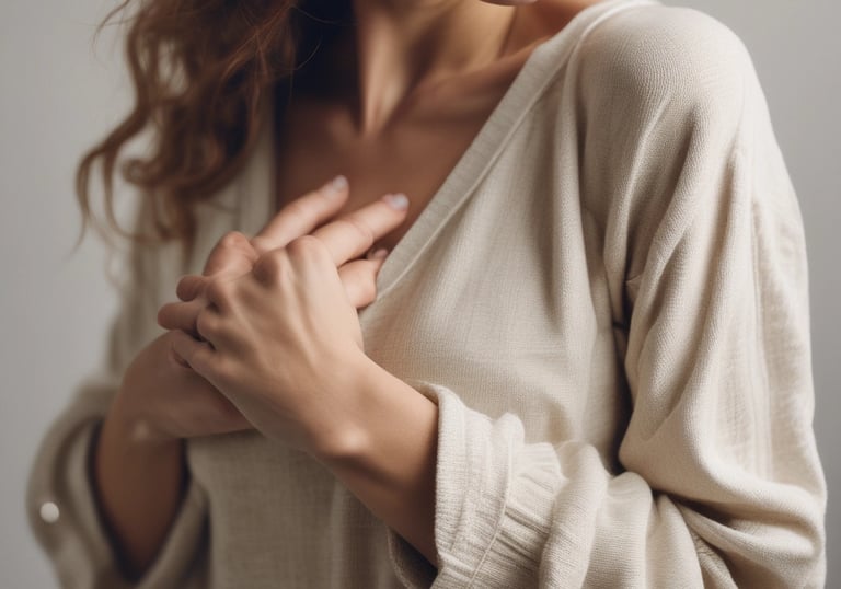 A close-up of soft, natural fabrics in earthy tones.
