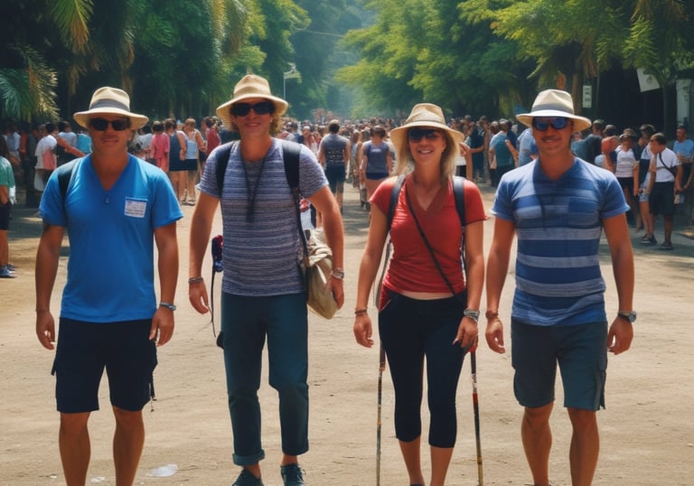 A happy family enjoying a taxi ride during their vacation.