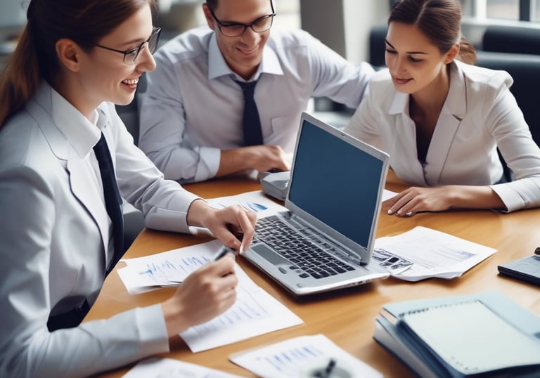 A person is typing on a keyboard in front of a computer screen displaying code or a programming interface. The environment suggests a focused and professional atmosphere.