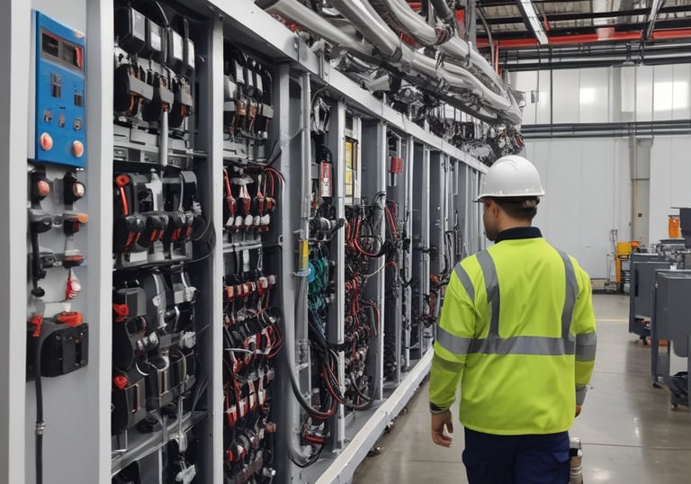 A modern architectural interior featuring multiple levels with metallic railings and a large glass ceiling. Suspended decorative elements hang from above, and various floors of retail stores are visible, including recognizable brand signs.