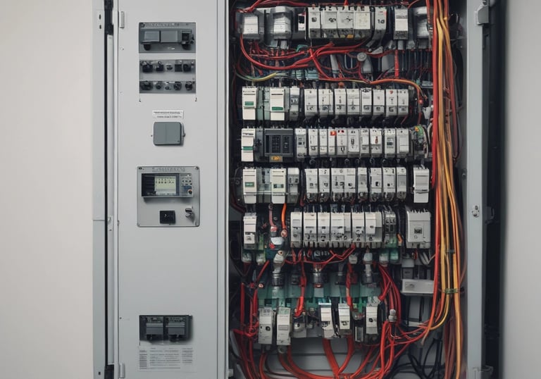 An electrician installing wiring in a home.