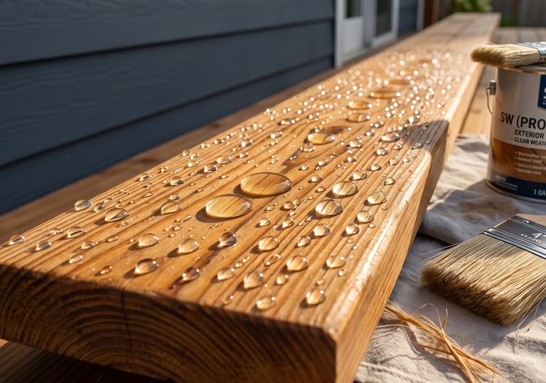 Weatherproof sealant applied to wood surface by Cherek Painting
