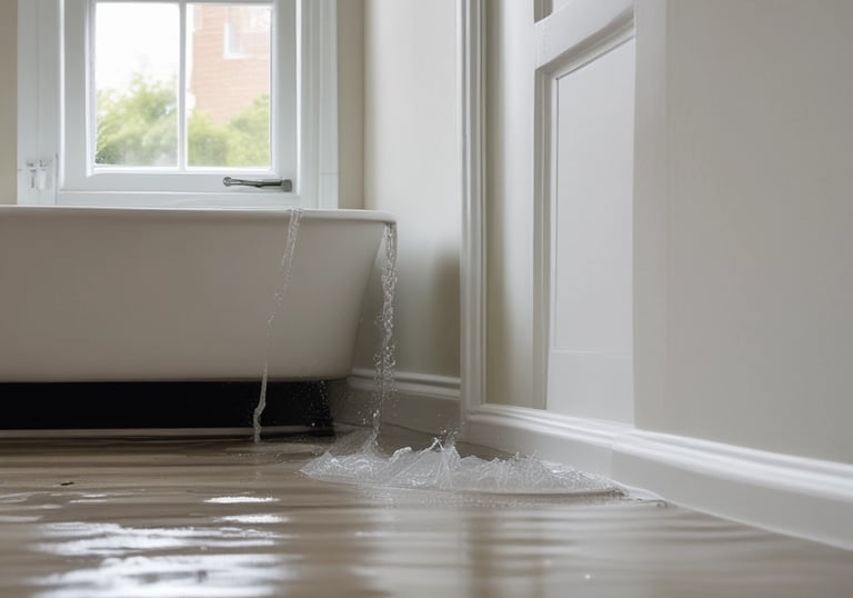 A plumber fixing a water leak in a residential setting.