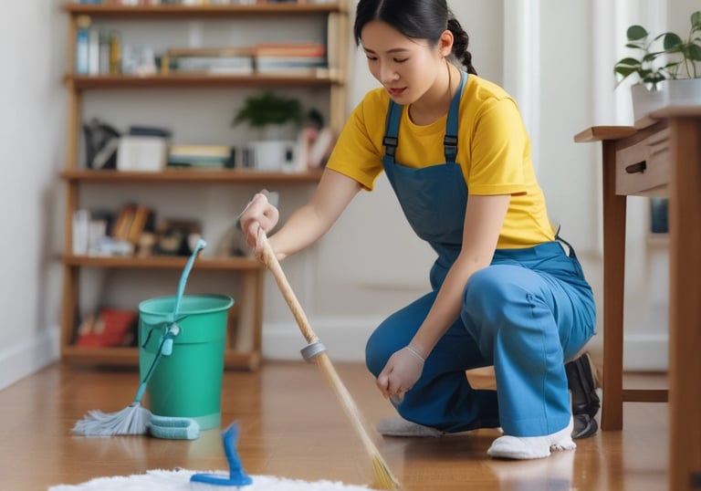 A caring professional assisting an elderly person at home.