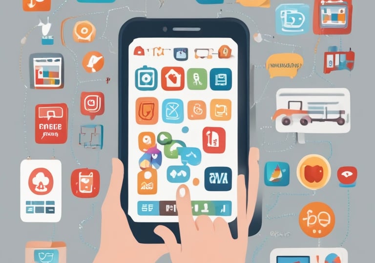 A workspace setup featuring an open laptop displaying design software, with a digital tablet and stylus beside it. A tablet is positioned to the right, showing a video call with a person. Nearby are eyeglasses, earphones, and a small case, all atop a wooden table by a window with sheer curtains letting in soft light.