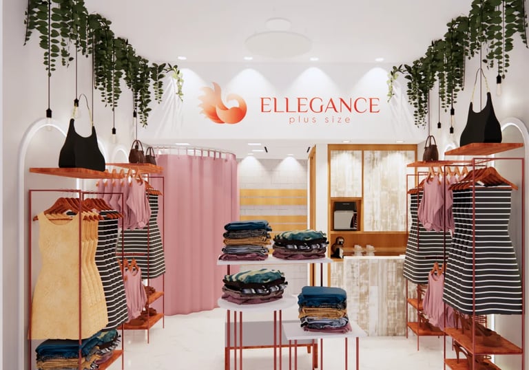 loja comercial de roupa feminina plus size arquitetura