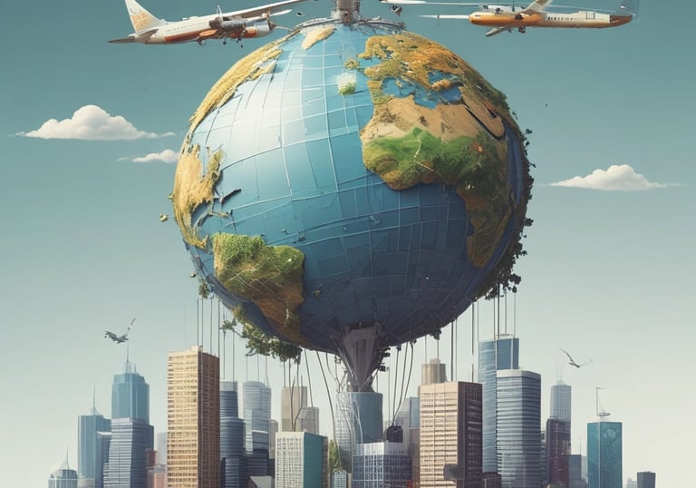 a man riding a skateboard down a street next to tall buildings