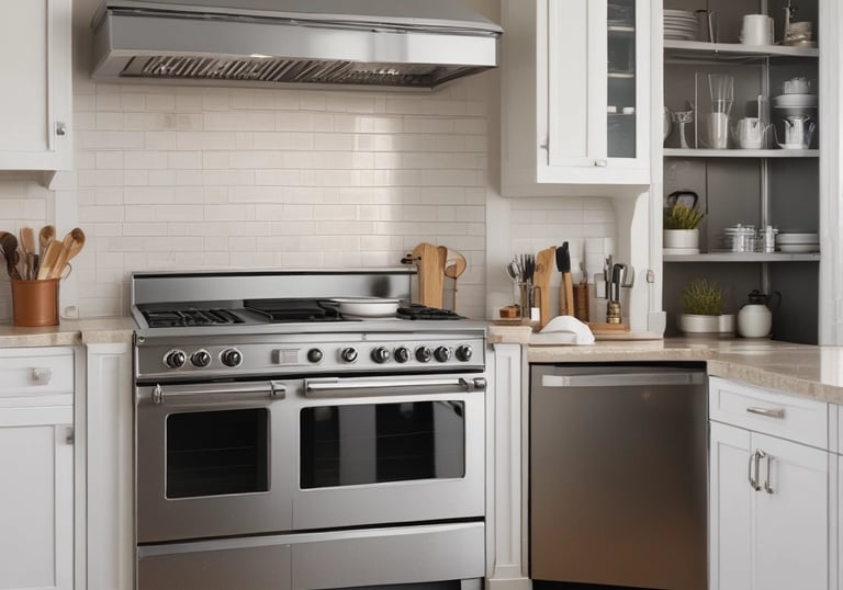Technician repairing a washing machine in a bright laundry room.