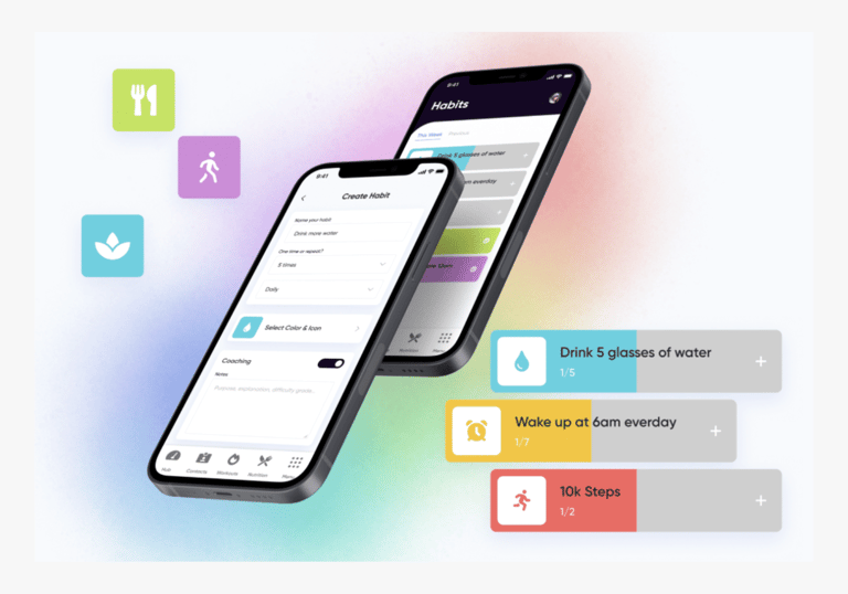 A phone showing a personal training habit planner