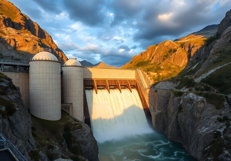 Staudamm zur Wasserkraftgewinnung / KI-Generiertes Bild