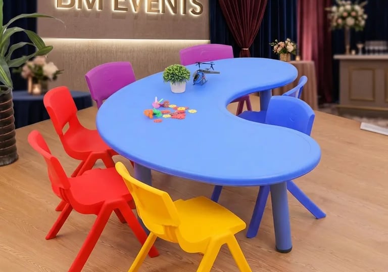 small furniture for kids, kids tables and chair rental dubai