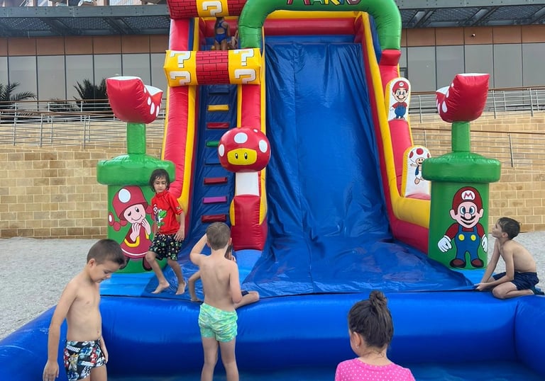 mario theme bouncy castle, mario bouncy