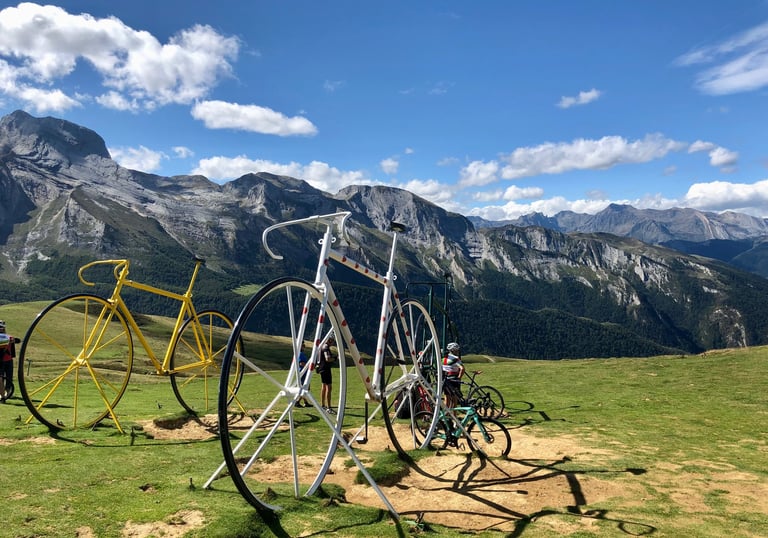 Tour de France Bicycle Sculptures on top of the Aubisque