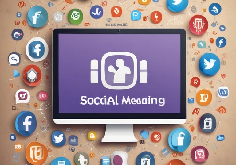 Creative workspace with colorful sticky notes and devices showing website design concepts.