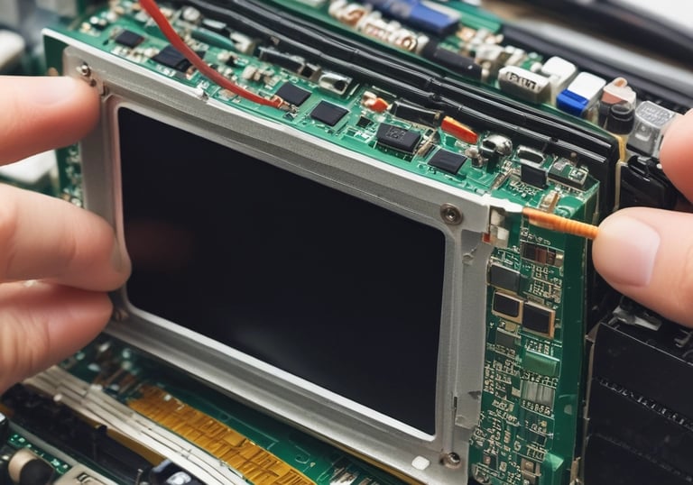 An industrial circuit board undergoing thorough inspection.
