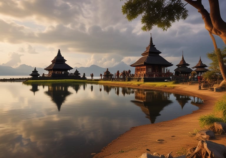 A happy family checking into a homestay, smiling at the host.