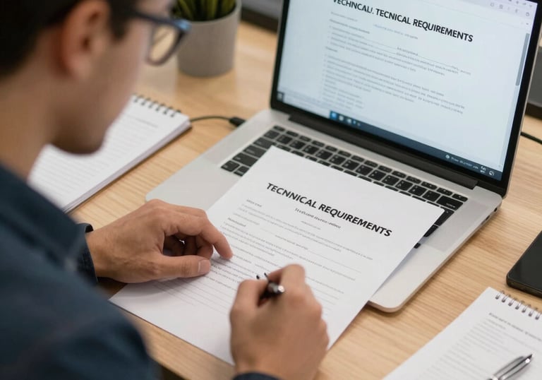 Close-up of precise technical drawings and drafting tools on a clean desk.