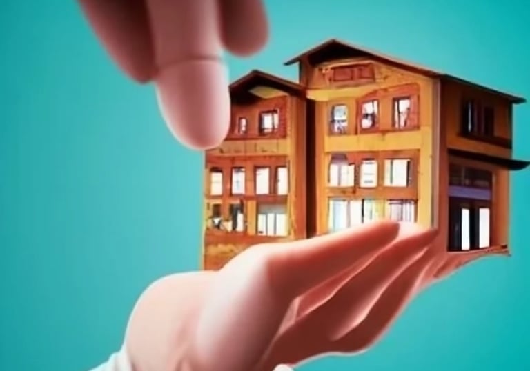 a person holding a small house in their hands