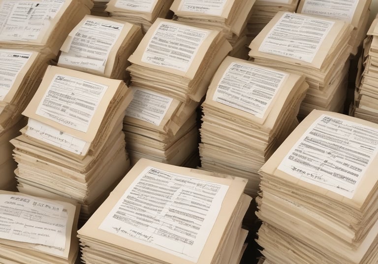 Documents are laid out on a surface, with the largest sheet displaying the text 'Petition to File for Bankruptcy'. Several forms and paperwork are visible underneath, suggesting a formal or legal context.
