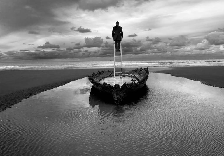 art contemporain florent studio lille paris saint omera man standing on a boat in the water