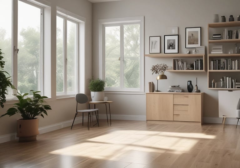 A beautifully renovated living room showcasing modern design.