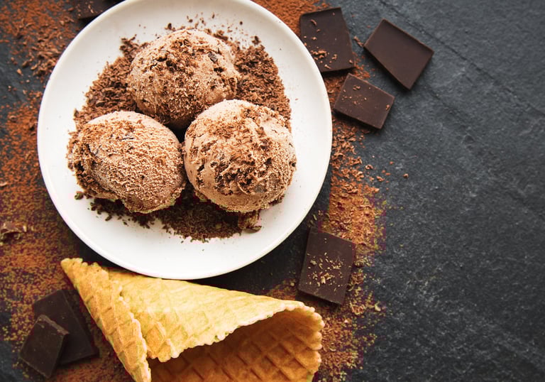 Creación de gelato de cacao natural de bajas calorías