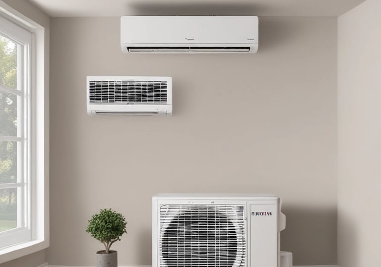 A technician installing an air conditioning unit.