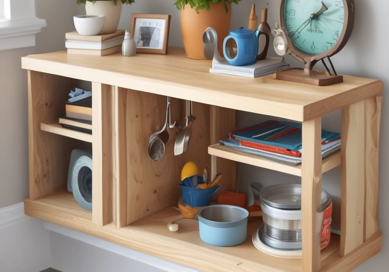 a shelf with a clock and a clock on it