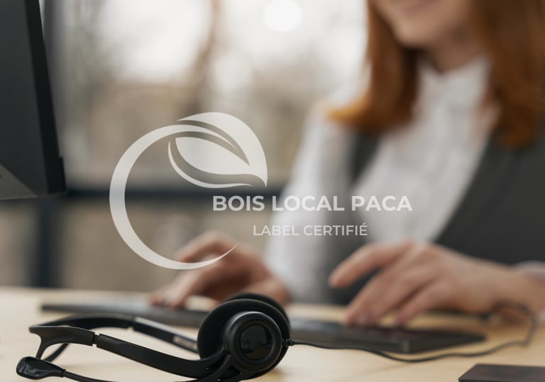 une femme assise à un bureau avec un ordinateur portable et des écouteurs