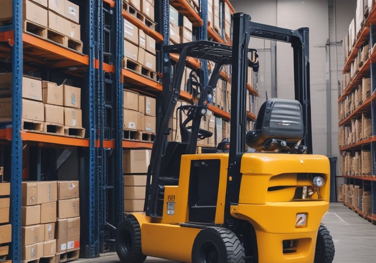 a man working on a forklift truck