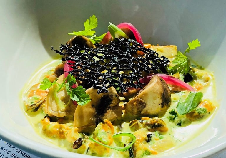 plat coloré servi comme exemple au restaurant "la table du 2" Nîmes