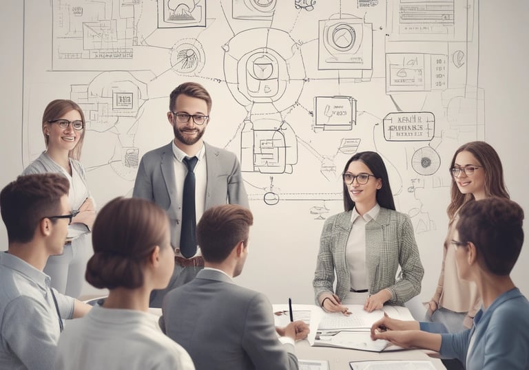 A man is standing on a railway track holding a walkie-talkie to his mouth. He is wearing a blue shirt and appears to be communicating through the device. Behind him are several train cars on the tracks, and a distant landscape with sparse vegetation and a distant watchtower on the left.