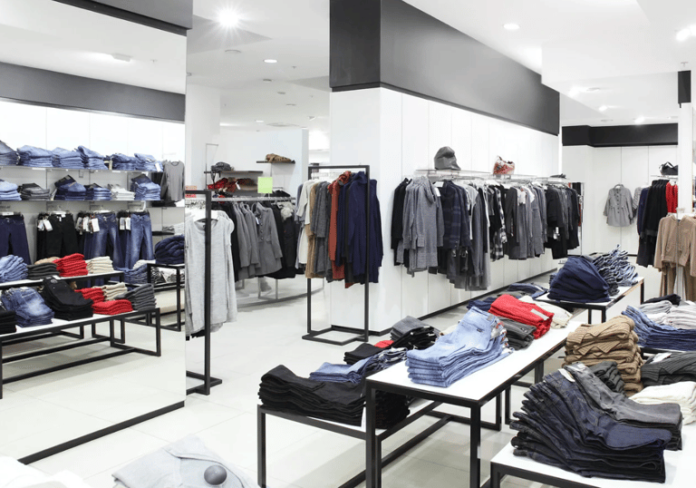a clothing store with a variety of clothes and clothes