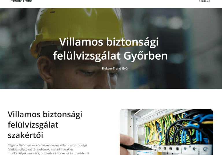 villamosbiztonsági felülvizsgálatról készített weblap, sansoft