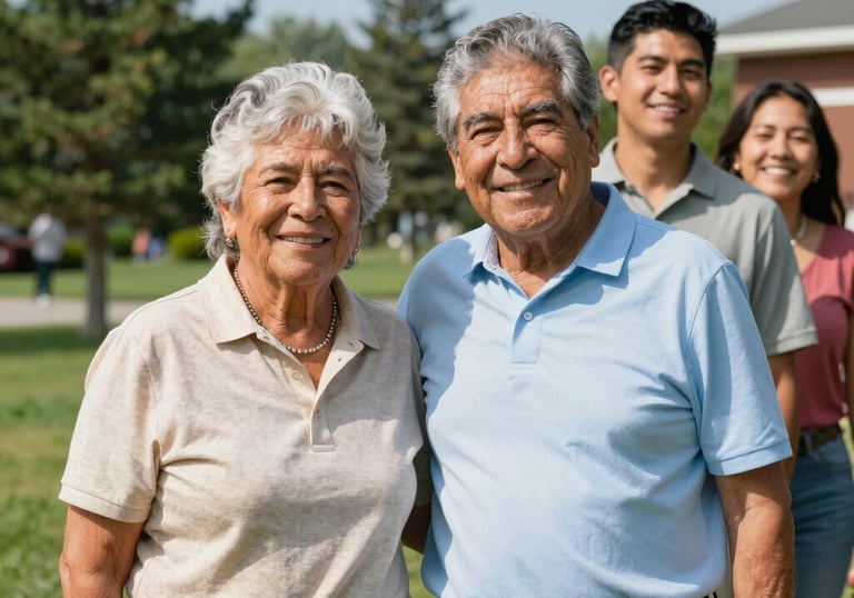 Close-up of hands holding a Canadian permanent resident card with a warm background.