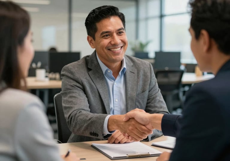 a man riding a skateboard down a street next to tall buildings